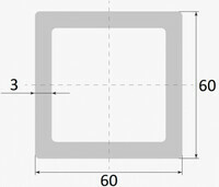 Труба квадратная 60*60 мм толщина стенки 2,0 мм АД6004 соединительная стойка