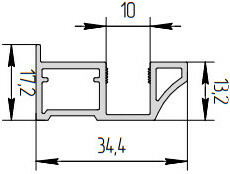 Симметричная ручка (закрытая) узкая для шкафа-купе